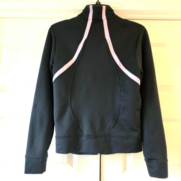 NIKE Y2K Dri-Fit Full Zip Athletic Jacket Navy Lavender Stripe Embr Swoosh S - Picture 3 of 5